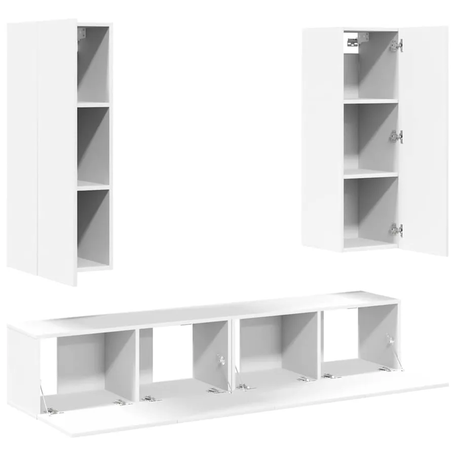 Ensemble de meubles TV 4 pcs Blanc Bois d'ingénierie - 4