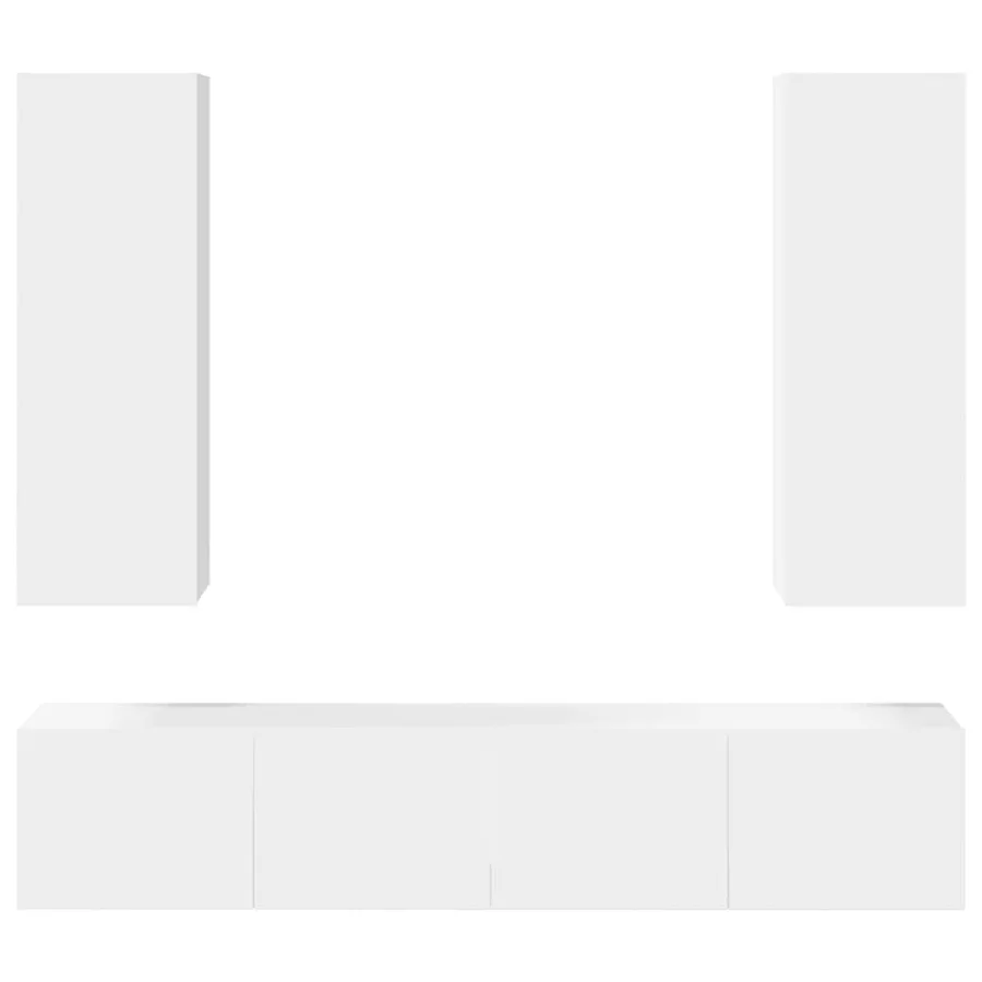 Ensemble de meubles TV 4 pcs Blanc Bois d'ingénierie - 9