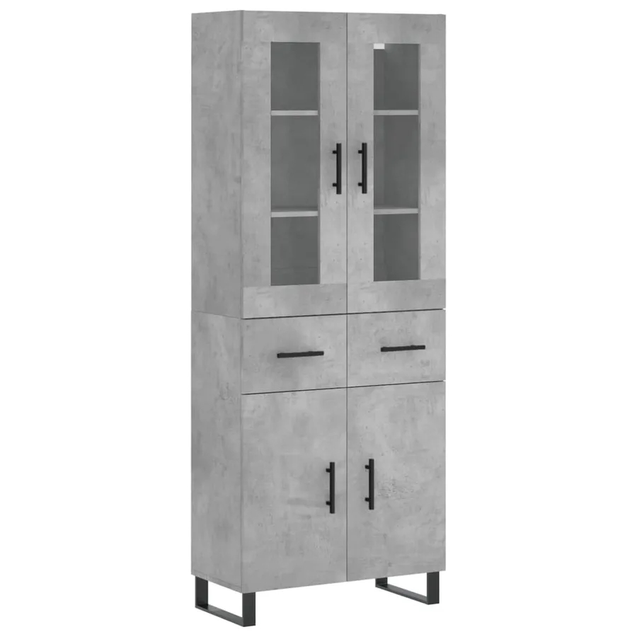 Buffet haut Gris béton 69,5x34x180 cm Bois d'ingénierie - 2