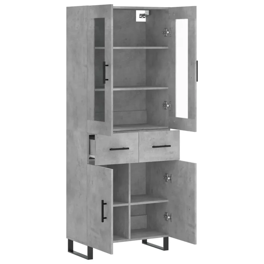 Buffet haut Gris béton 69,5x34x180 cm Bois d'ingénierie - 4