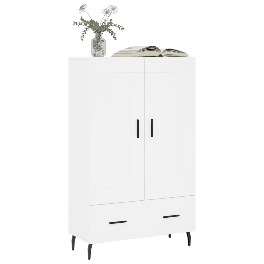 Buffet haut blanc 69,5x31x115 cm bois d'ingénierie - 3