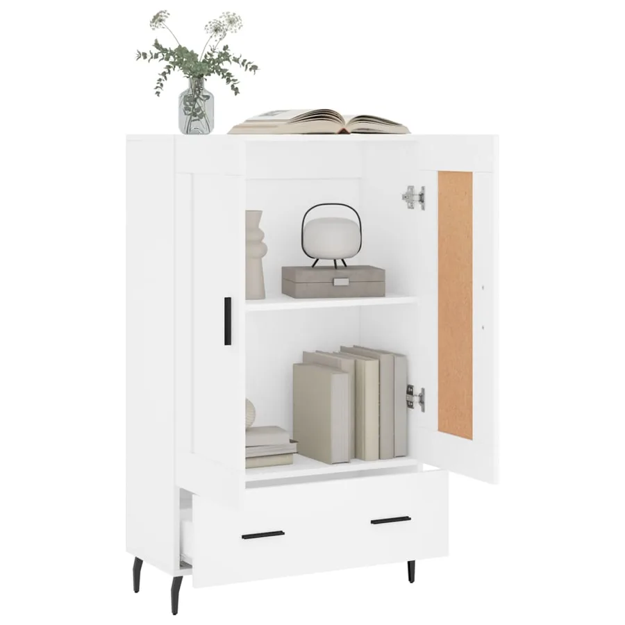 Buffet haut blanc 69,5x31x115 cm bois d'ingénierie - 4