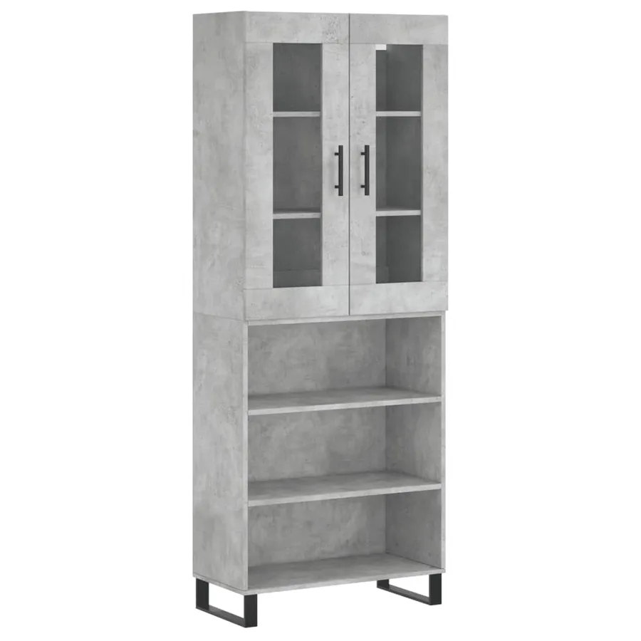 Buffet haut Gris béton 69,5x34x180 cm Bois d'ingénierie - 2