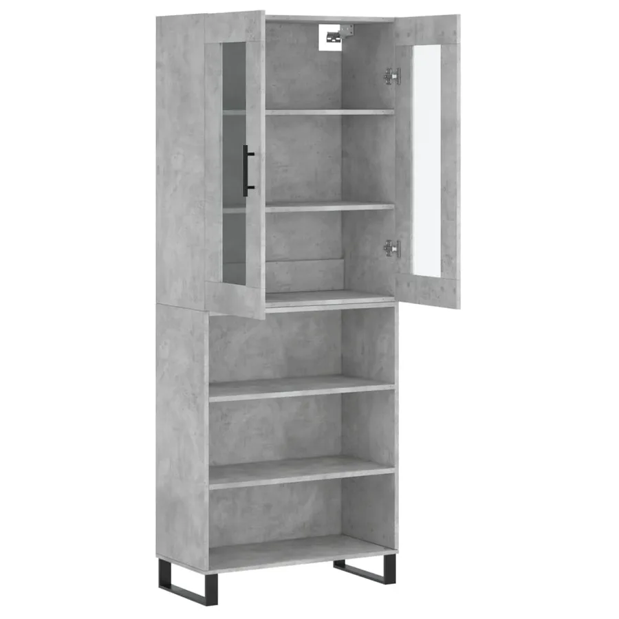 Buffet haut Gris béton 69,5x34x180 cm Bois d'ingénierie - 4