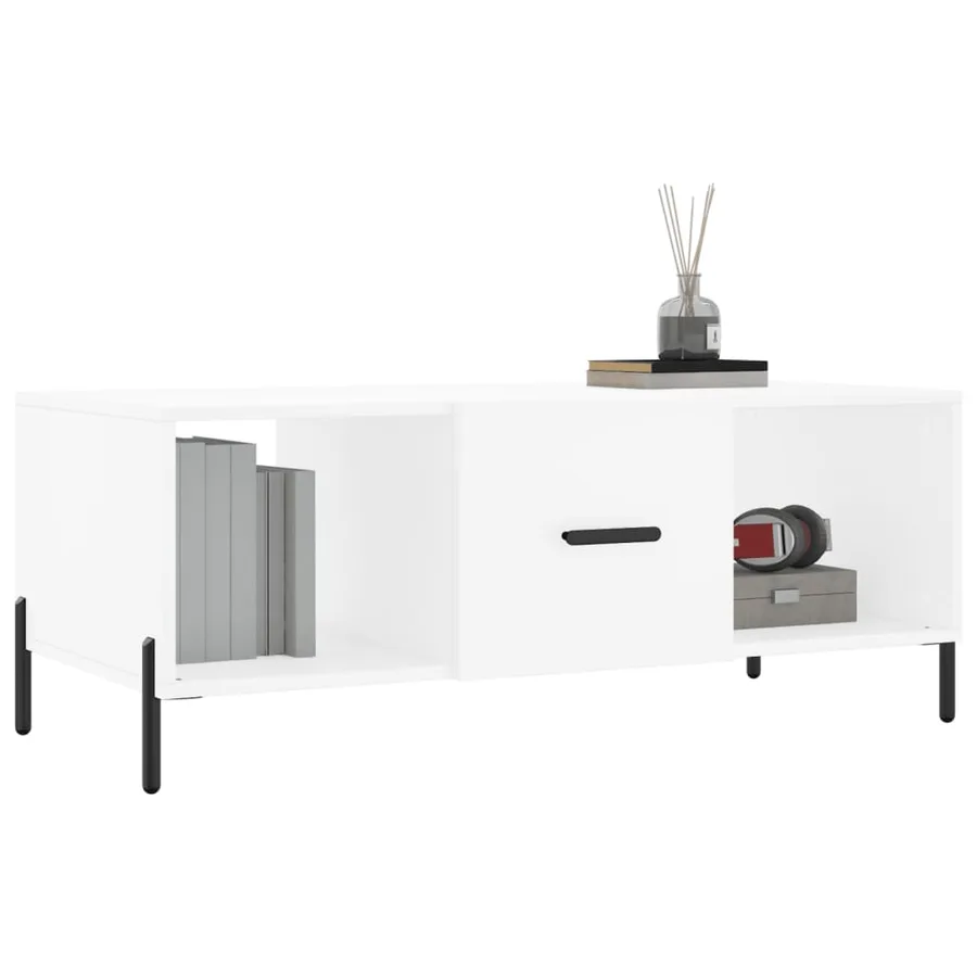 Table basse blanc 102x50x40 cm bois d'ingénierie - 3