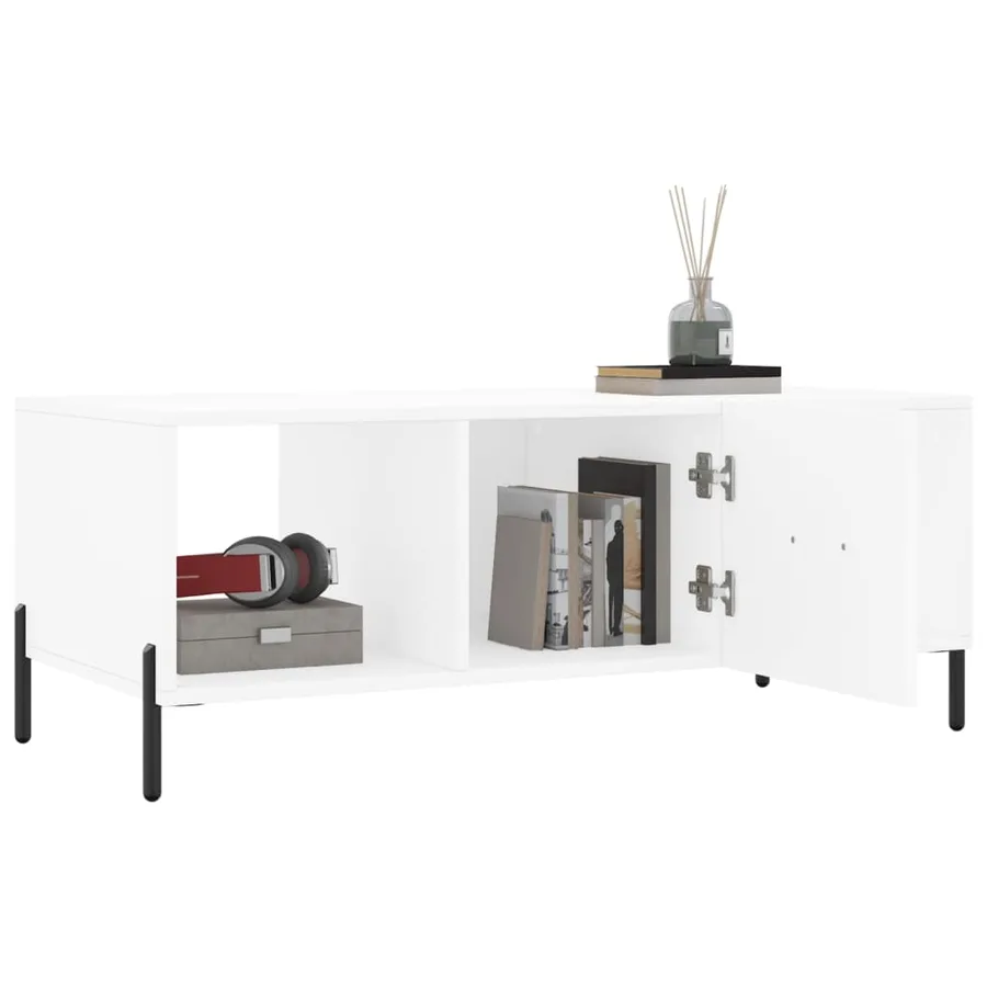 Table basse blanc 102x50x40 cm bois d'ingénierie - 4