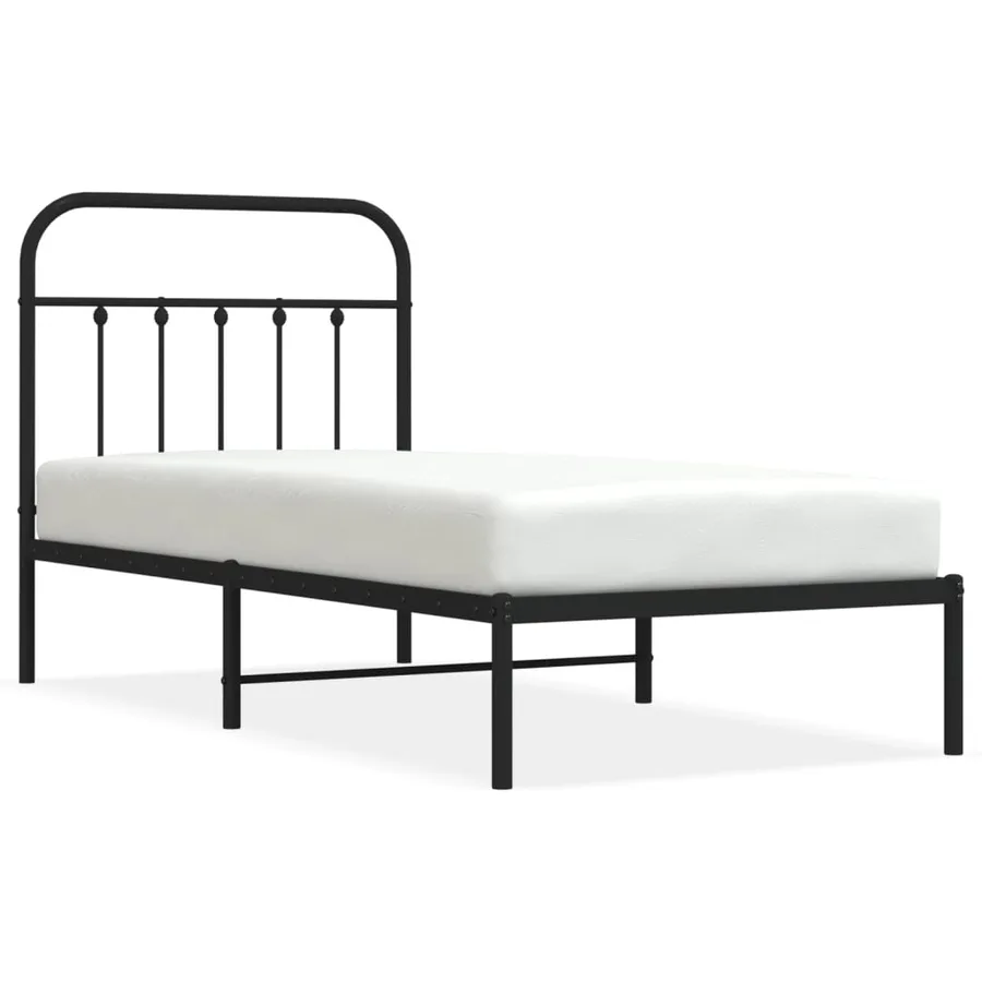 Cadre de lit métal sans matelas avec tête de lit noir 80x200 cm - 2