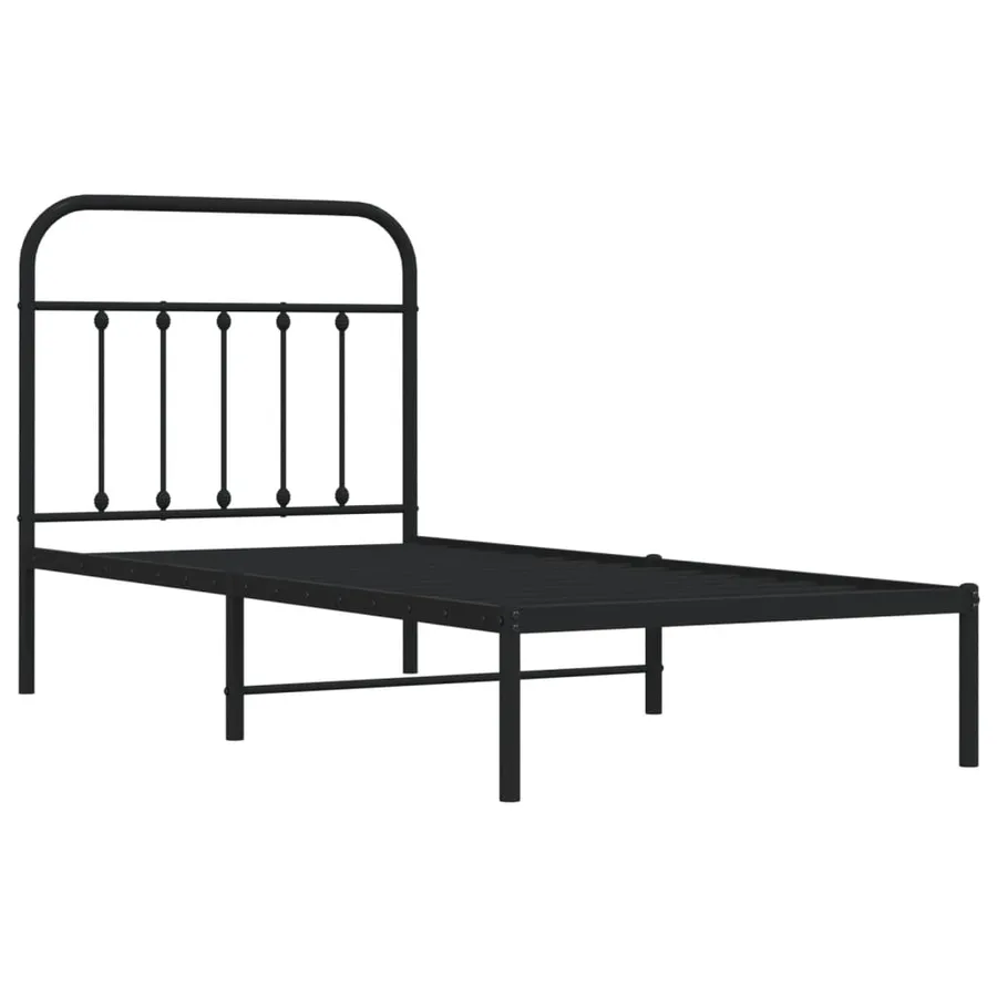 Cadre de lit métal sans matelas avec tête de lit noir 80x200 cm - 3
