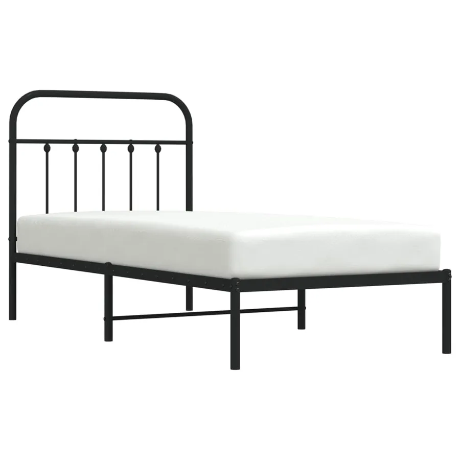 Cadre de lit métal sans matelas avec tête de lit noir 80x200 cm - 5