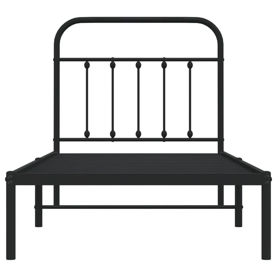 Cadre de lit métal sans matelas avec tête de lit noir 80x200 cm - 6