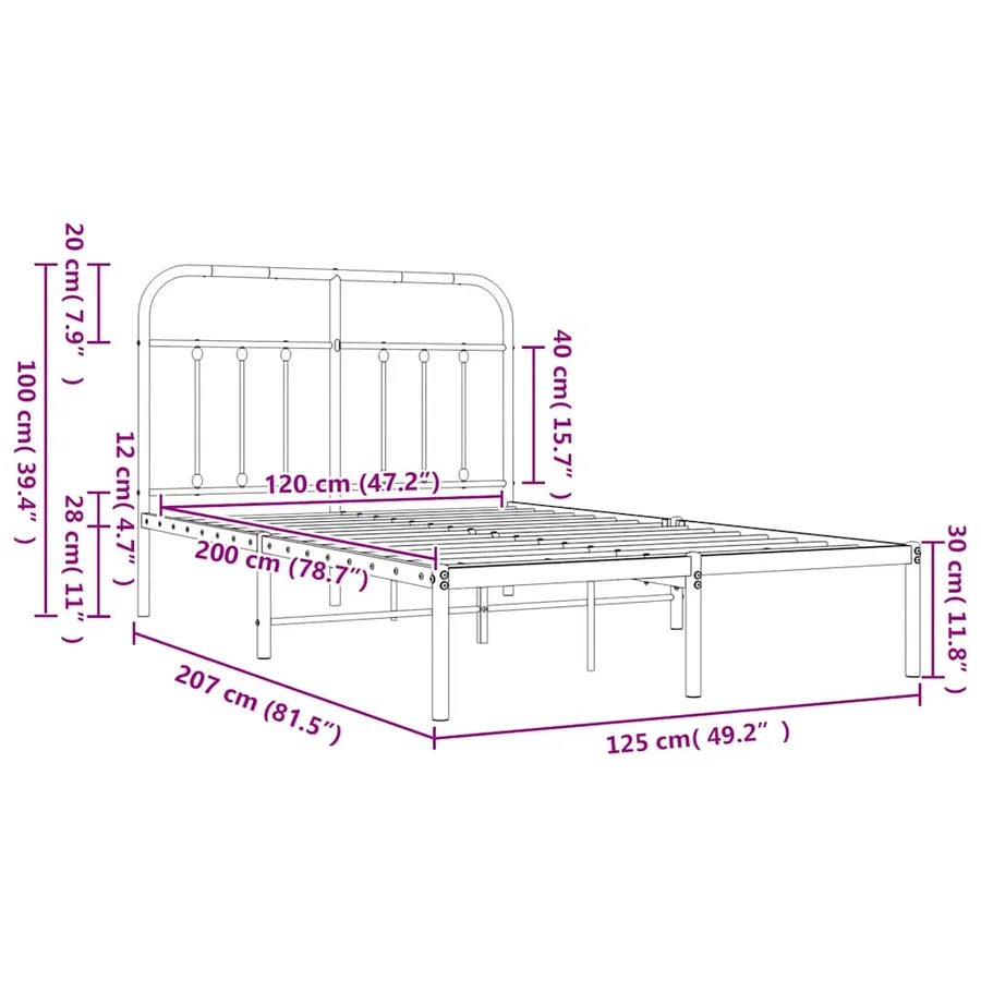Cadre de lit métal sans matelas avec tête de lit noir 120x200cm - 10