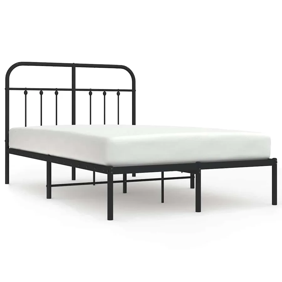 Cadre de lit métal sans matelas avec tête de lit noir 120x200cm - 2