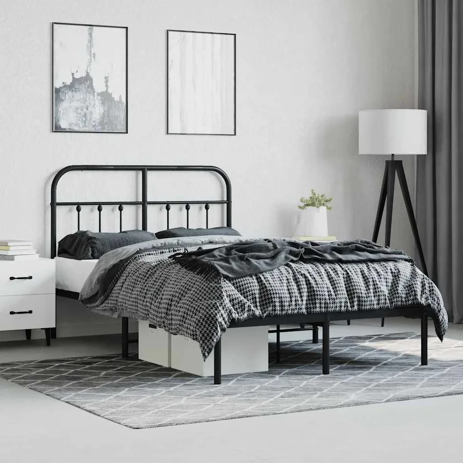 Cadre de lit métal sans matelas avec tête de lit noir 120x200cm - 4