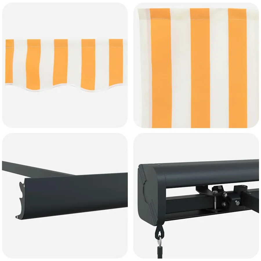 Auvent rétractable jaune et blanc 3x2,5 m tissu et aluminium - 12