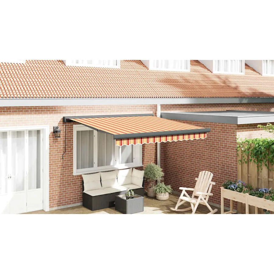 Auvent rétractable jaune et blanc 3x2,5 m tissu et aluminium - 4