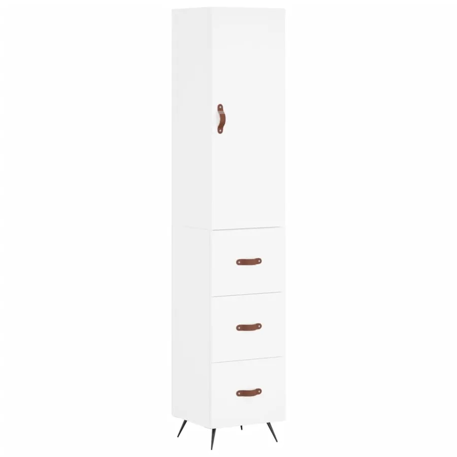 Buffet haut Blanc 34,5x34x180 cm Bois d'ingénierie - 2