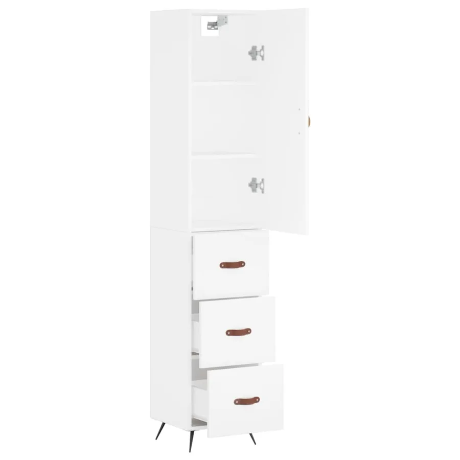 Buffet haut Blanc 34,5x34x180 cm Bois d'ingénierie - 4