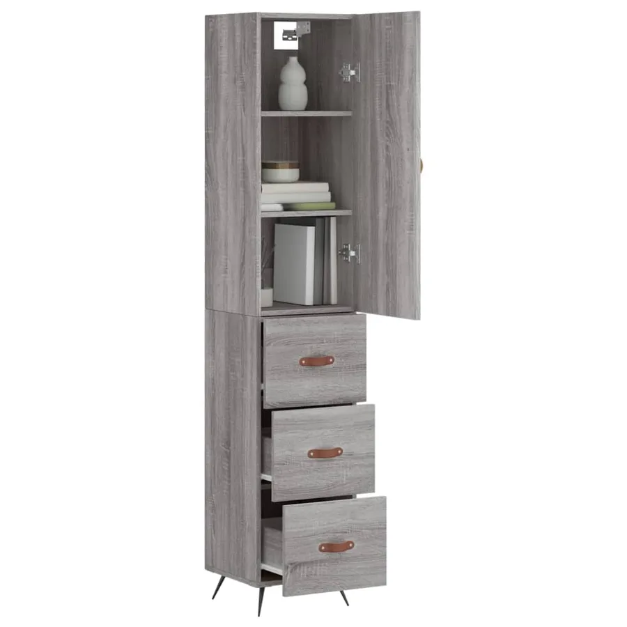 Buffet haut Sonoma gris 34,5x34x180 cm Bois d'ingénierie - 3