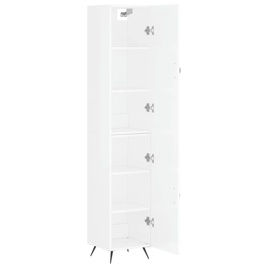Buffet haut Blanc brillant 34,5x34x180 cm Bois d'ingénierie - 4