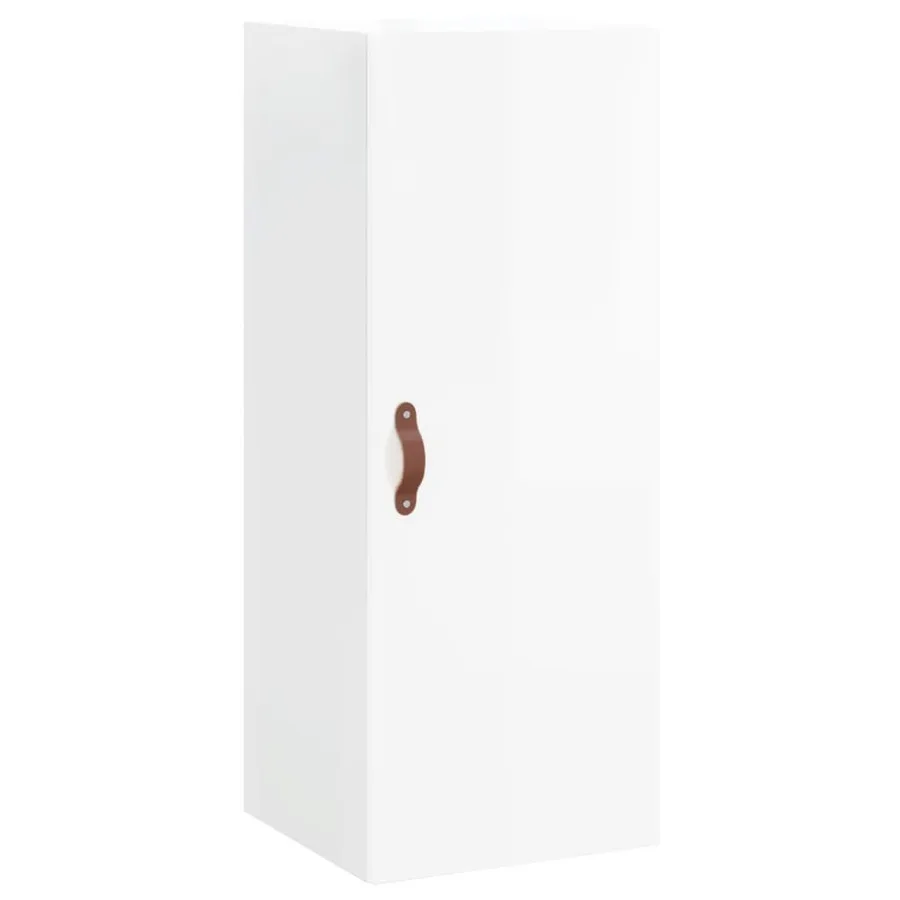 Buffet haut Blanc brillant 34,5x34x180 cm Bois d'ingénierie - 5