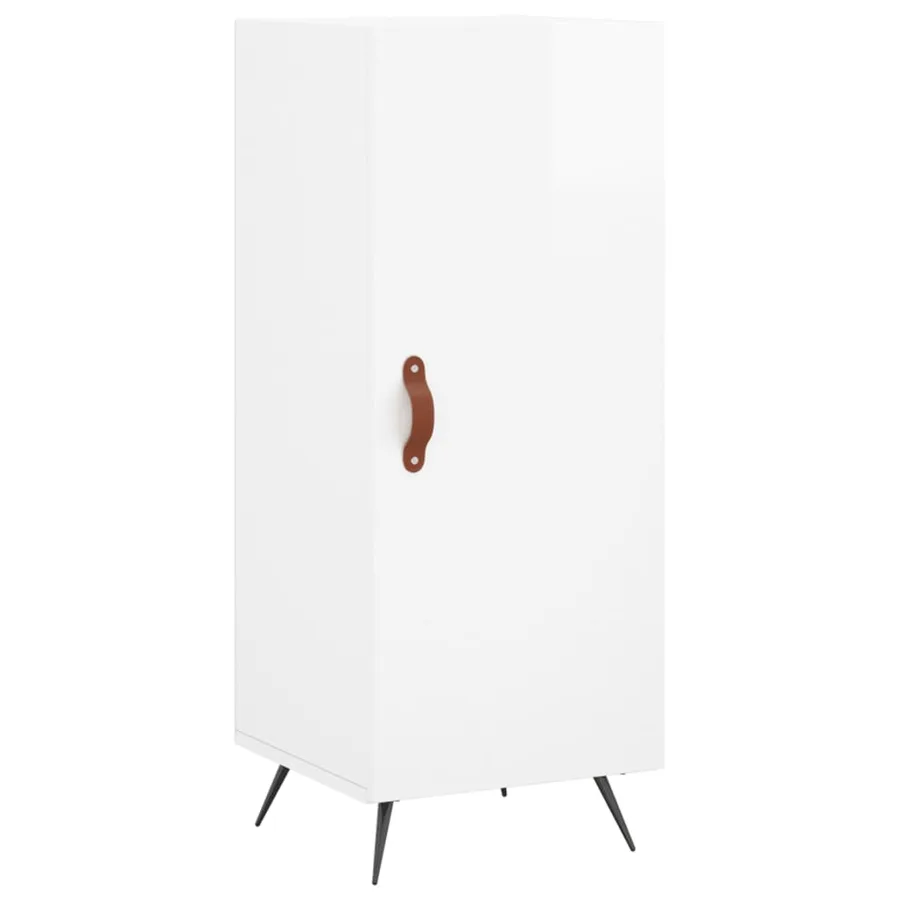Buffet haut Blanc brillant 34,5x34x180 cm Bois d'ingénierie - 7