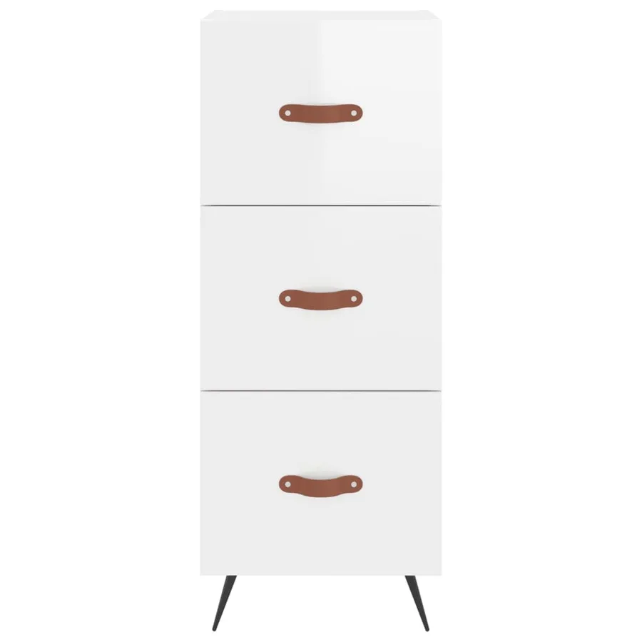 Buffet haut Blanc brillant 34,5x34x180 cm Bois d'ingénierie - 6