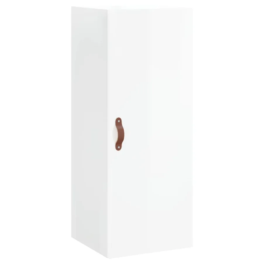 Buffet haut Blanc brillant 34,5x34x180 cm Bois d'ingénierie - 7