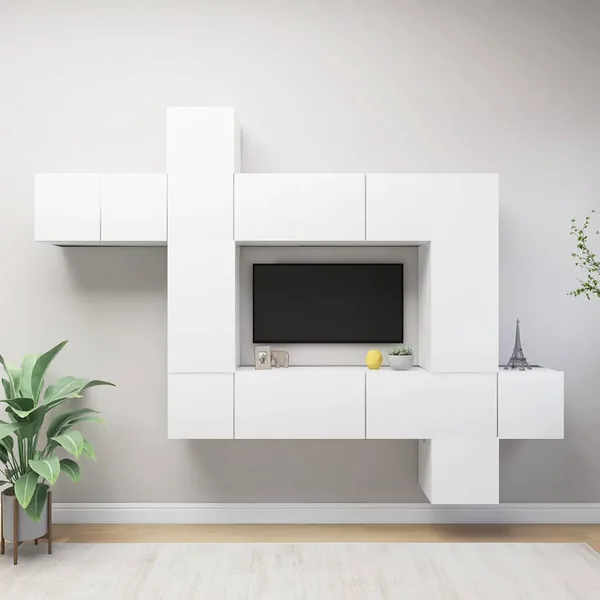 Ensemble de meubles TV 10 pcs Blanc Bois d'ingénierie