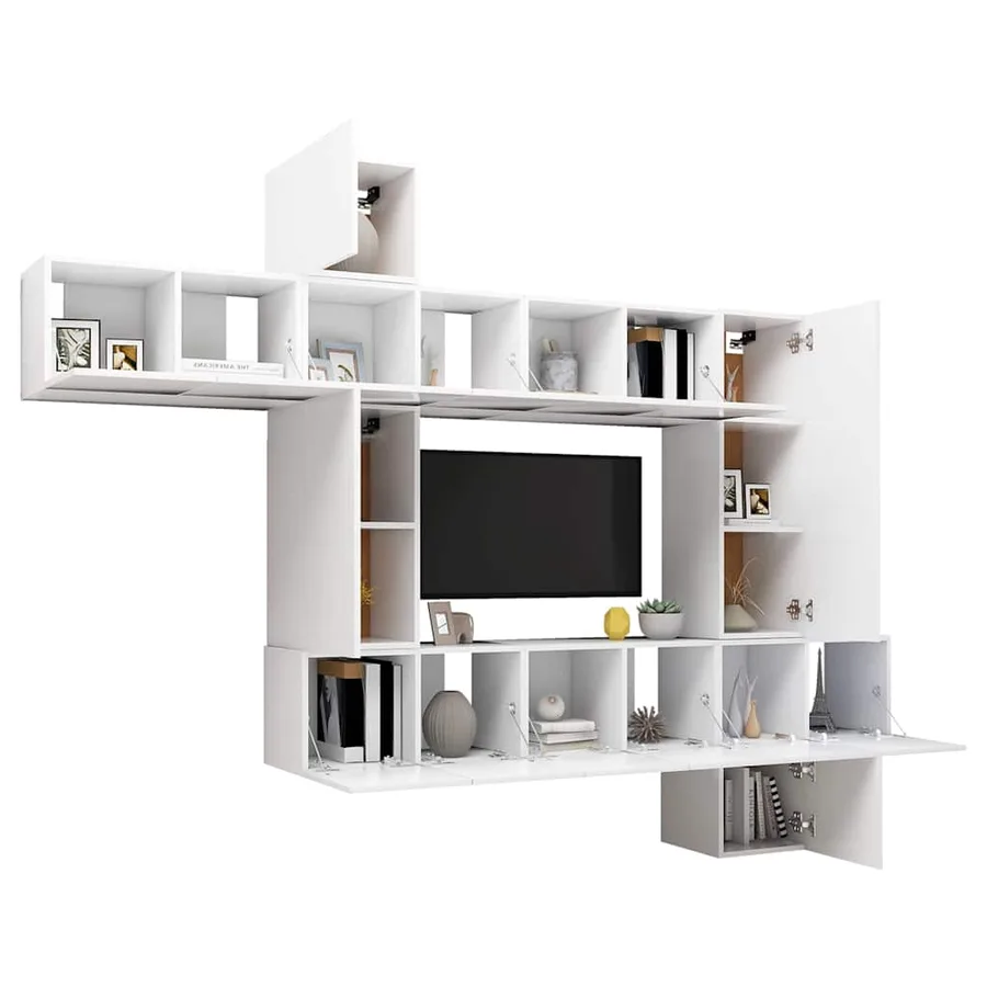 Ensemble de meubles TV 10 pcs Blanc Bois d'ingénierie - 3