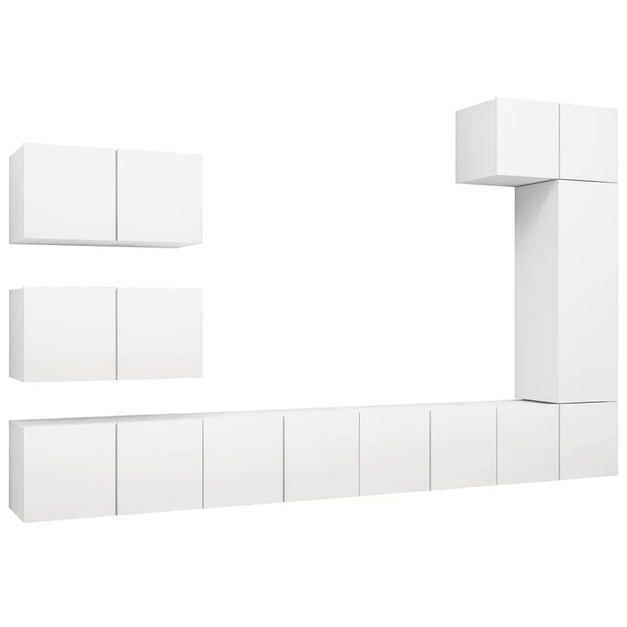 Ensemble de meubles TV 8 pcs Blanc Bois d'ingénierie - 2