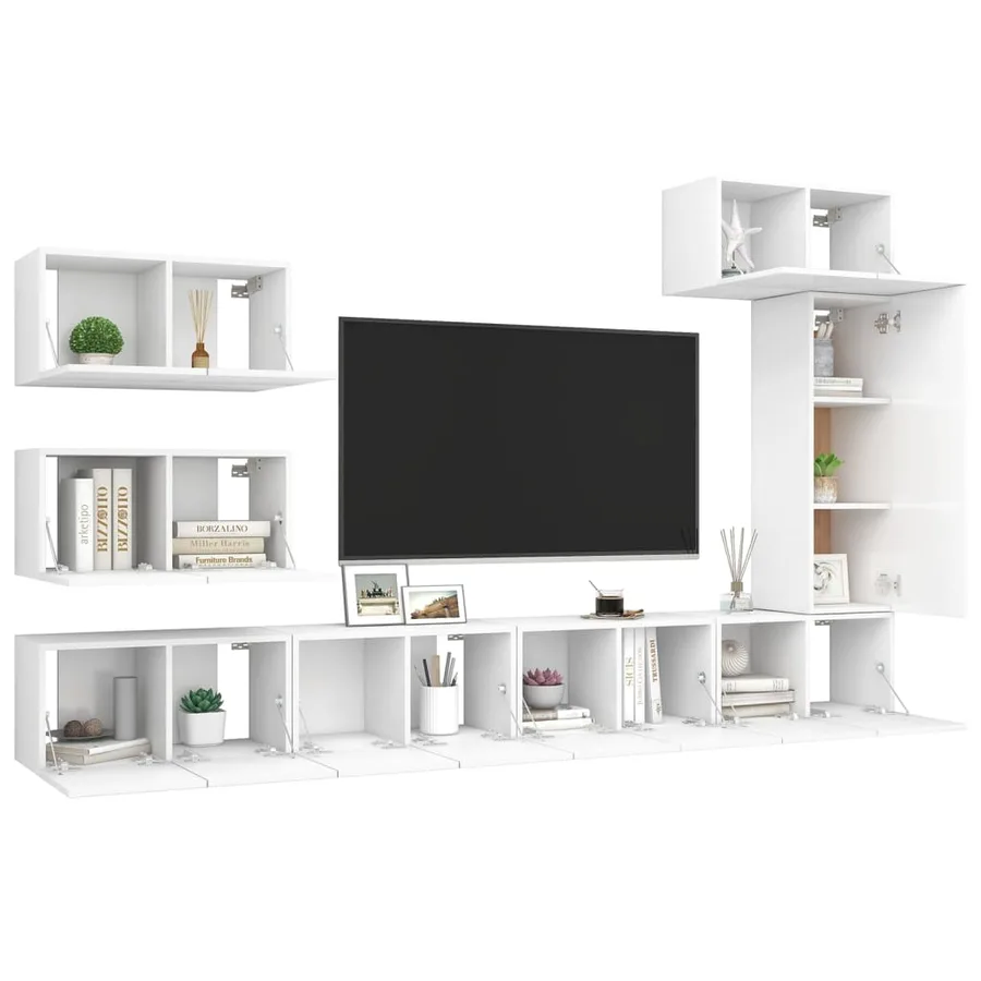 Ensemble de meubles TV 8 pcs Blanc Bois d'ingénierie - 3