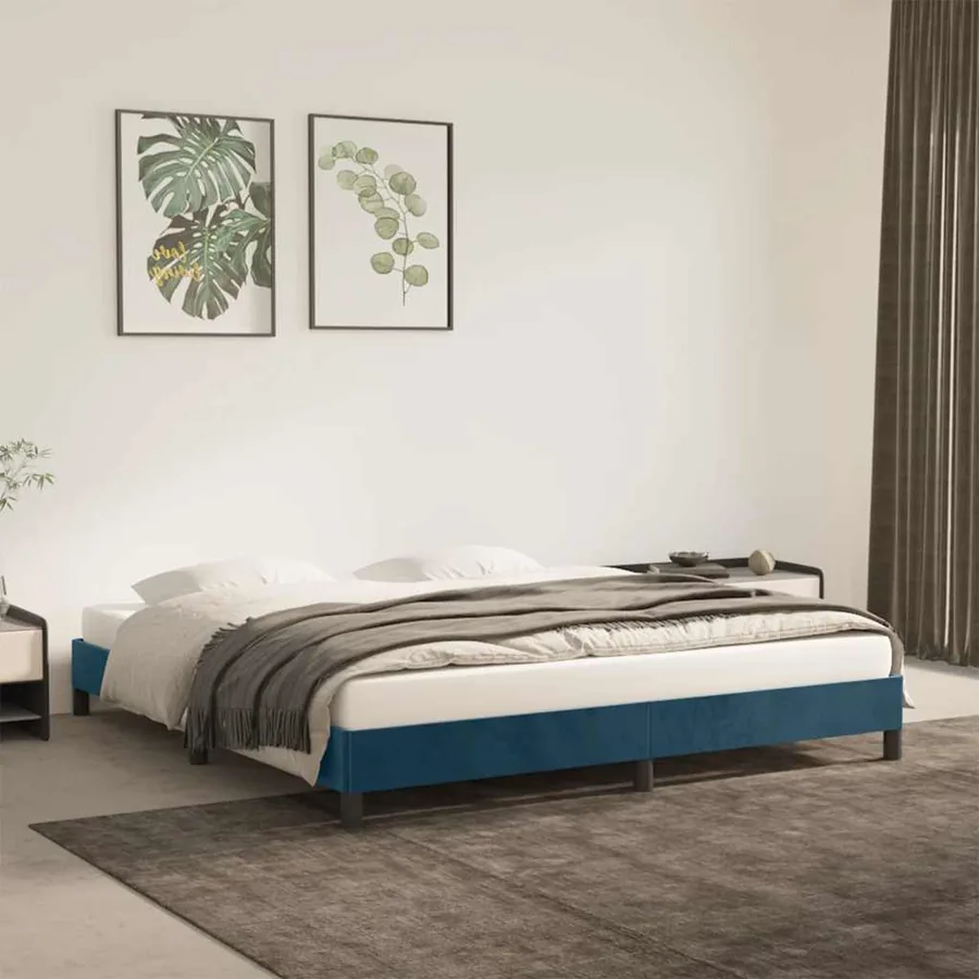 Cadre de lit sans matelas bleu foncé 180x200 cm velours