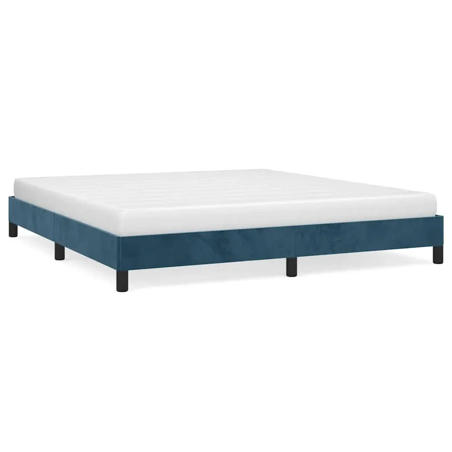 Cadre de lit sans matelas bleu foncé 180x200 cm velours - 2
