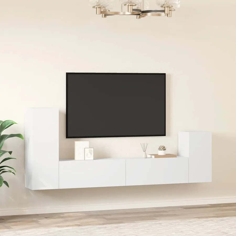 Ensemble de meubles TV 4 pcs Blanc Bois d'ingénierie - 3