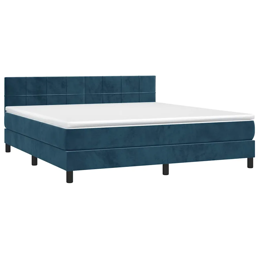 Sommier à lattes de lit avec matelas LED Bleu foncé 180x200 cm - 3