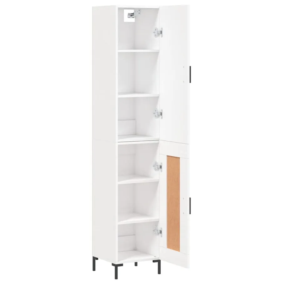 Buffet haut Blanc 34,5x34x180 cm Bois d'ingénierie - 4