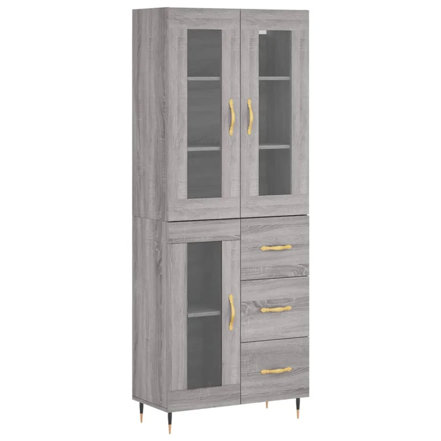 Buffet haut Sonoma gris 69,5x34x180 cm Bois d'ingénierie - 2