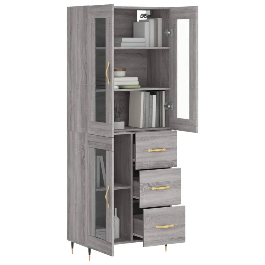 Buffet haut Sonoma gris 69,5x34x180 cm Bois d'ingénierie - 3