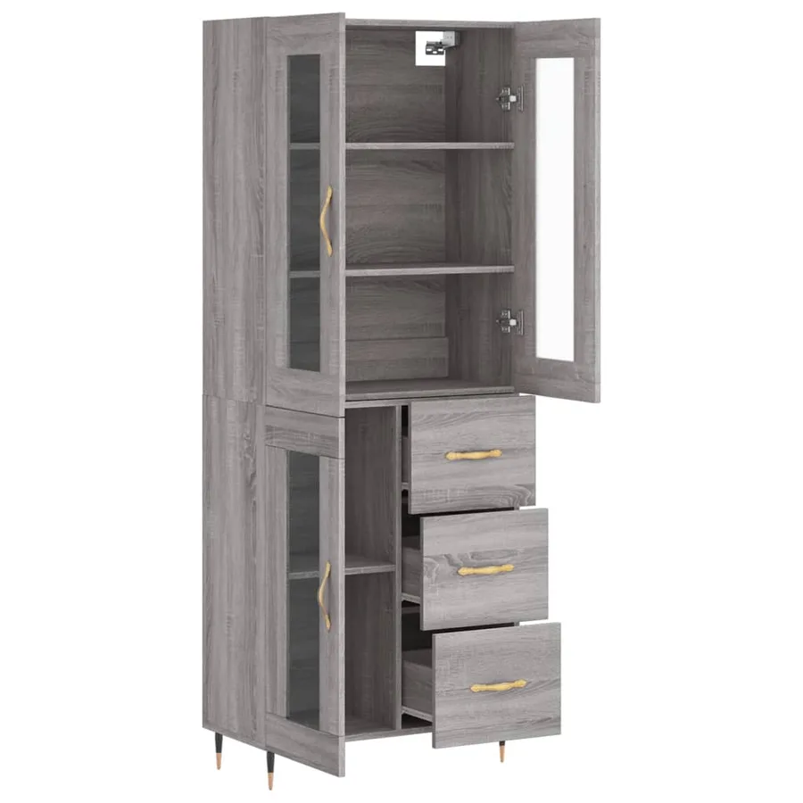 Buffet haut Sonoma gris 69,5x34x180 cm Bois d'ingénierie - 4
