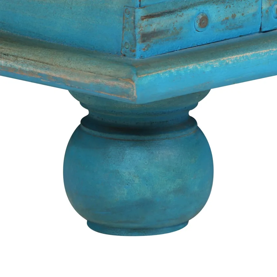 Coffre de rangement Bois de manguier massif 100x40x41 cm Bleu - 9