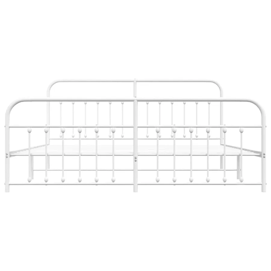 Cadre de lit métal sans matelas et pied de lit blanc 193x203 cm - 6