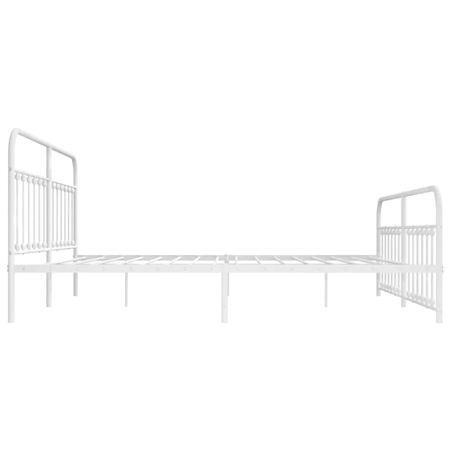 Cadre de lit métal sans matelas et pied de lit blanc 193x203 cm - 7