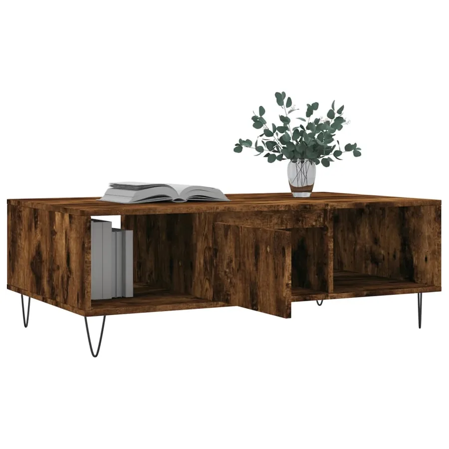 Table basse chêne fumé 104x60x35 cm bois d'ingénierie - 4