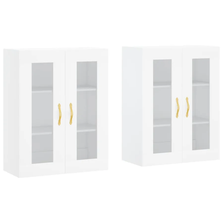 Armoires murales 2 pcs blanc bois d'ingénierie - 2