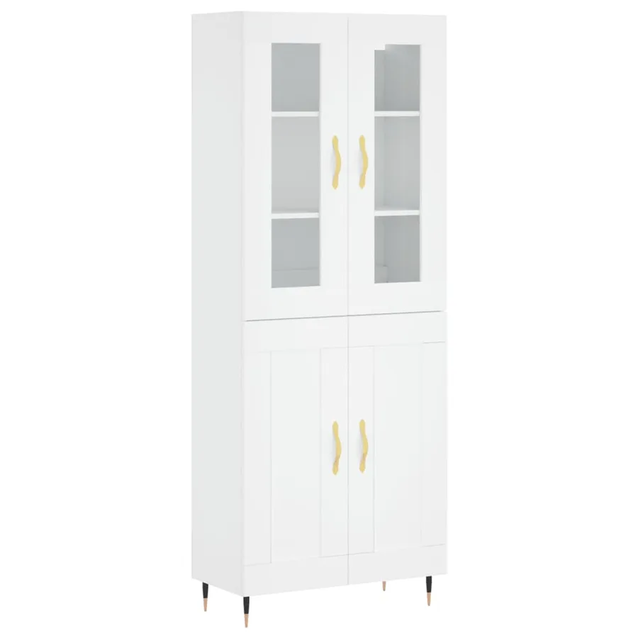 Buffet haut Blanc 69,5x34x180 cm Bois d'ingénierie - 2