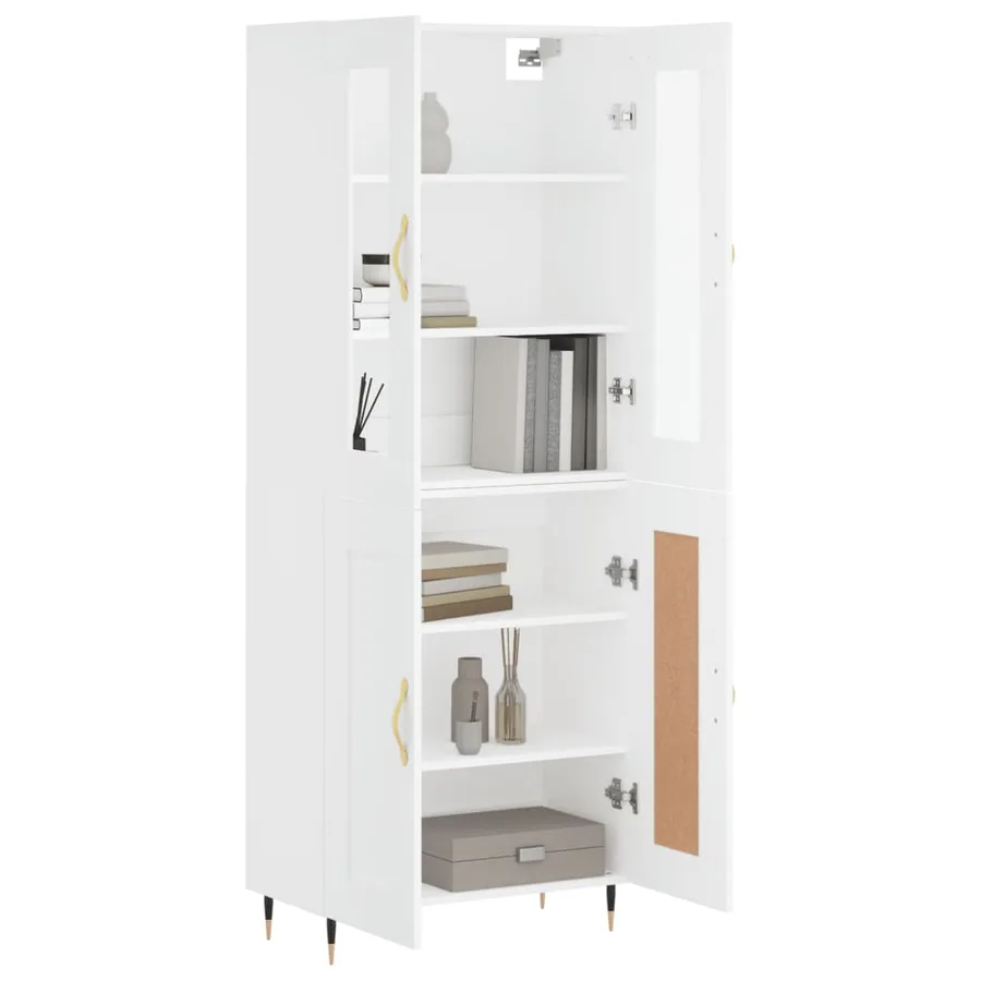 Buffet haut Blanc 69,5x34x180 cm Bois d'ingénierie - 3