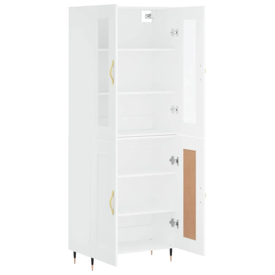 Buffet haut Blanc 69,5x34x180 cm Bois d'ingénierie - 4