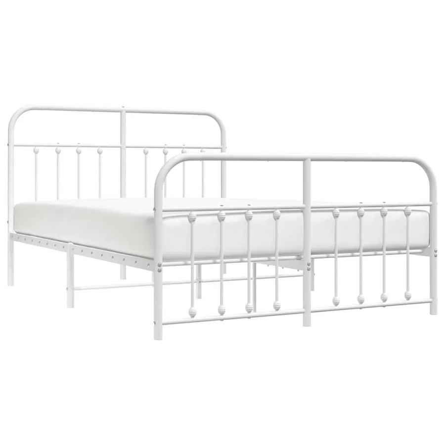 Cadre de lit métal sans matelas et pied de lit blanc 150x200 cm - 5