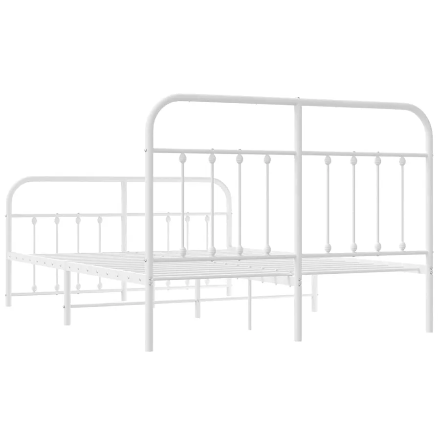 Cadre de lit métal sans matelas et pied de lit blanc 150x200 cm - 8