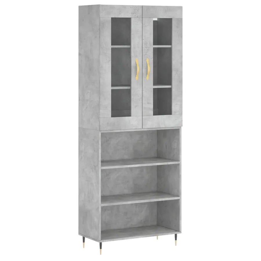Buffet haut Gris béton 69,5x34x180 cm Bois d'ingénierie - 2